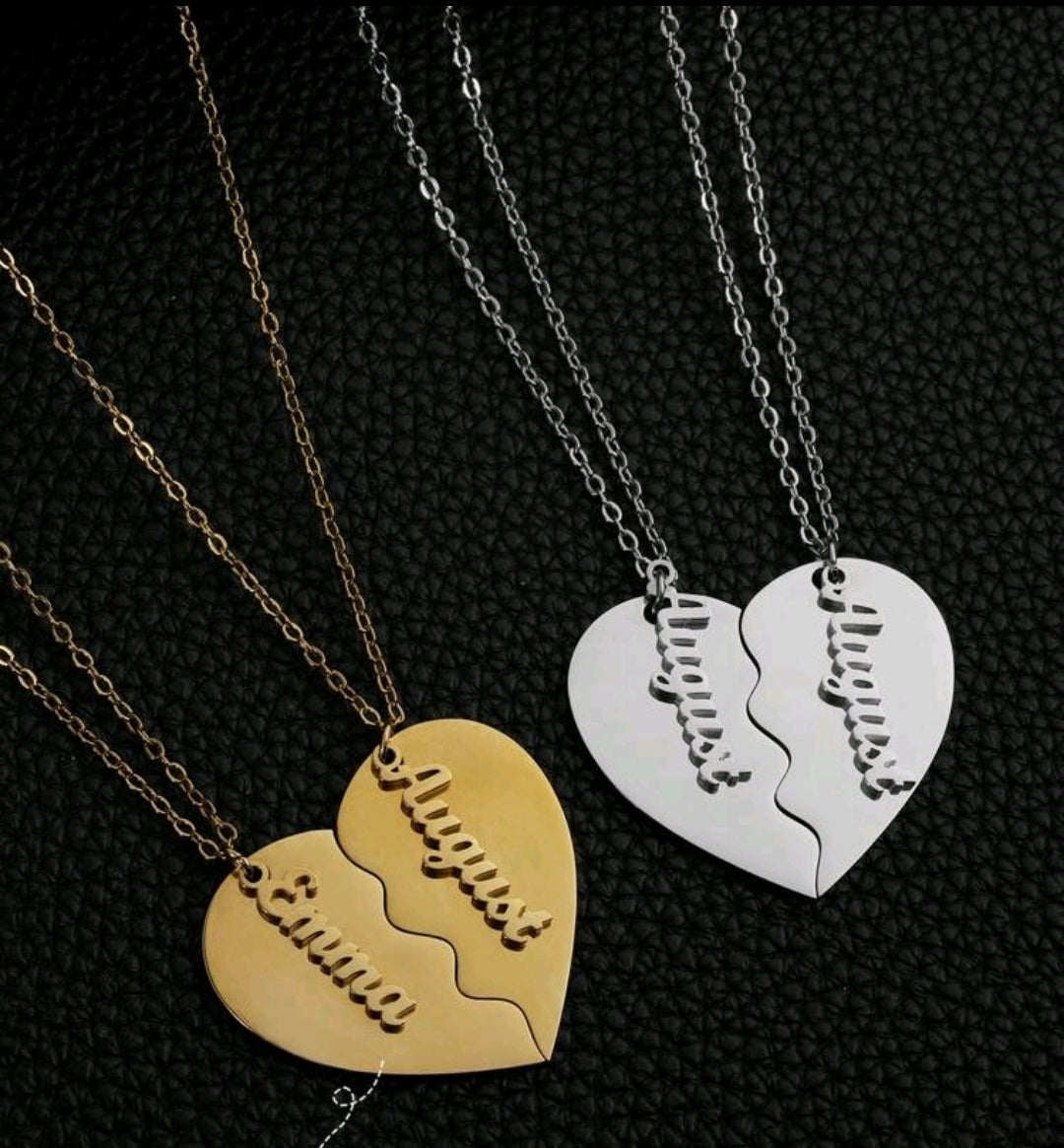 1 pair(2 necklaces)Couples Name Necklaces,Stainless Steel Customized Pendant Necklace MJ151