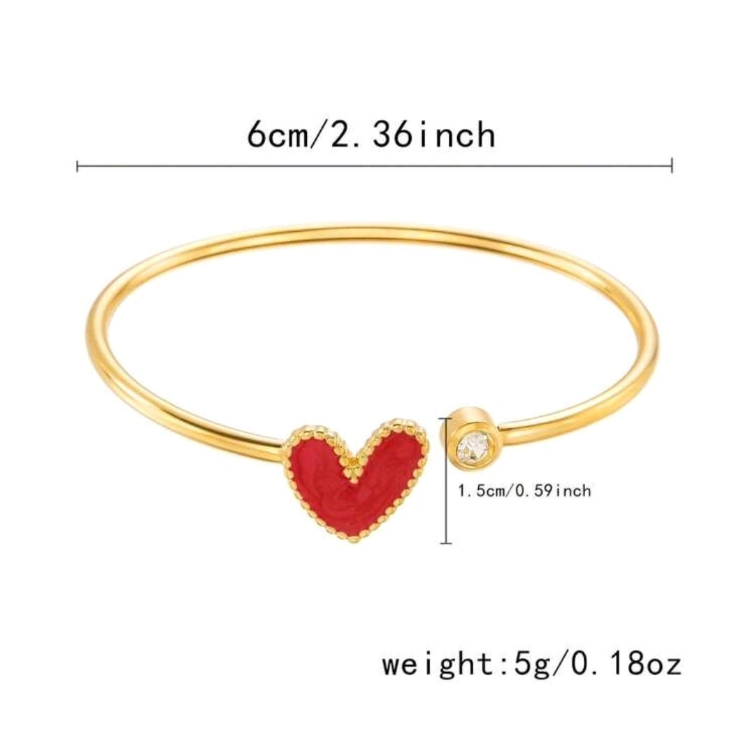 Heart cuff bracelet,Stainless Steel.