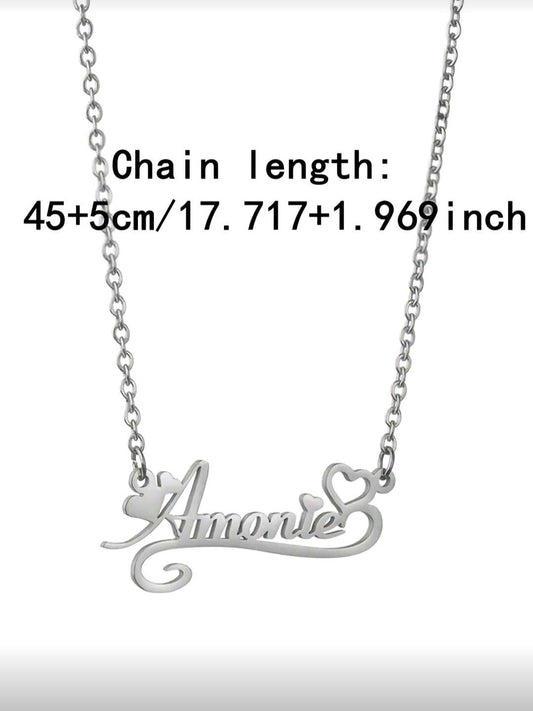 Stainless Steel, Triple Hearts ,Name Necklace.[MJ054]