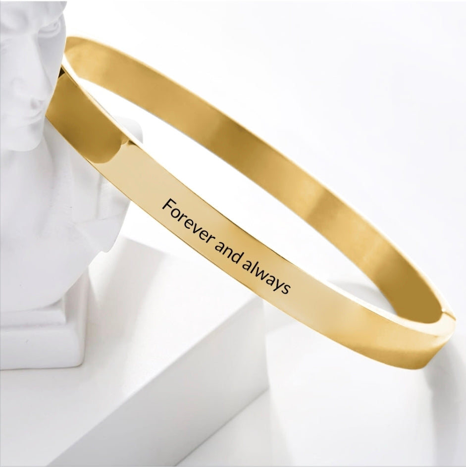 Stainless steel, Custom Engraved, hidden clasp cuff bracelet (28 characters)MJ166