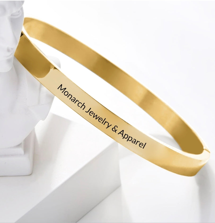 Stainless steel, Custom Engraved, hidden clasp cuff bracelet (28 characters)MJ166