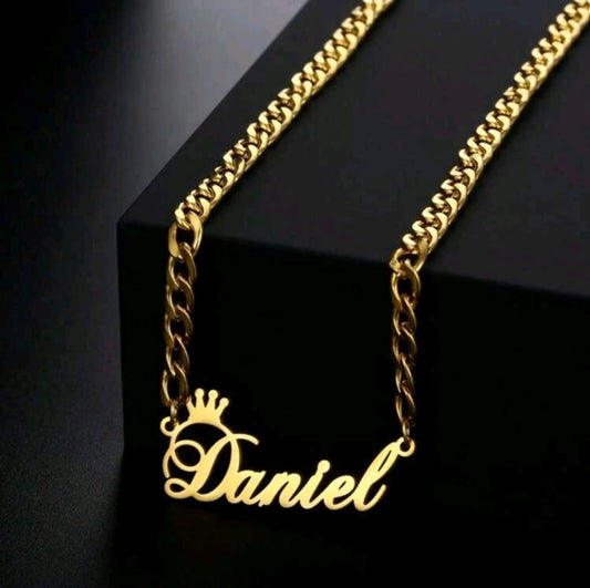 Custom Name Necklace With curb link chain, Stainless Steel