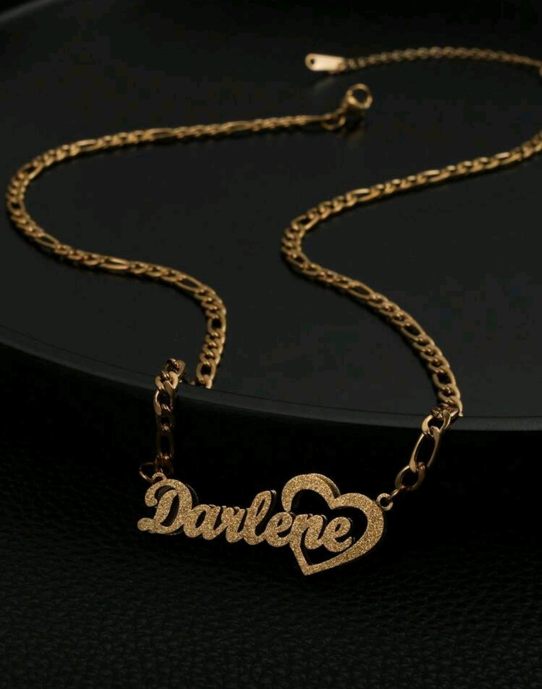 Double layer frosted,heart Name Necklace