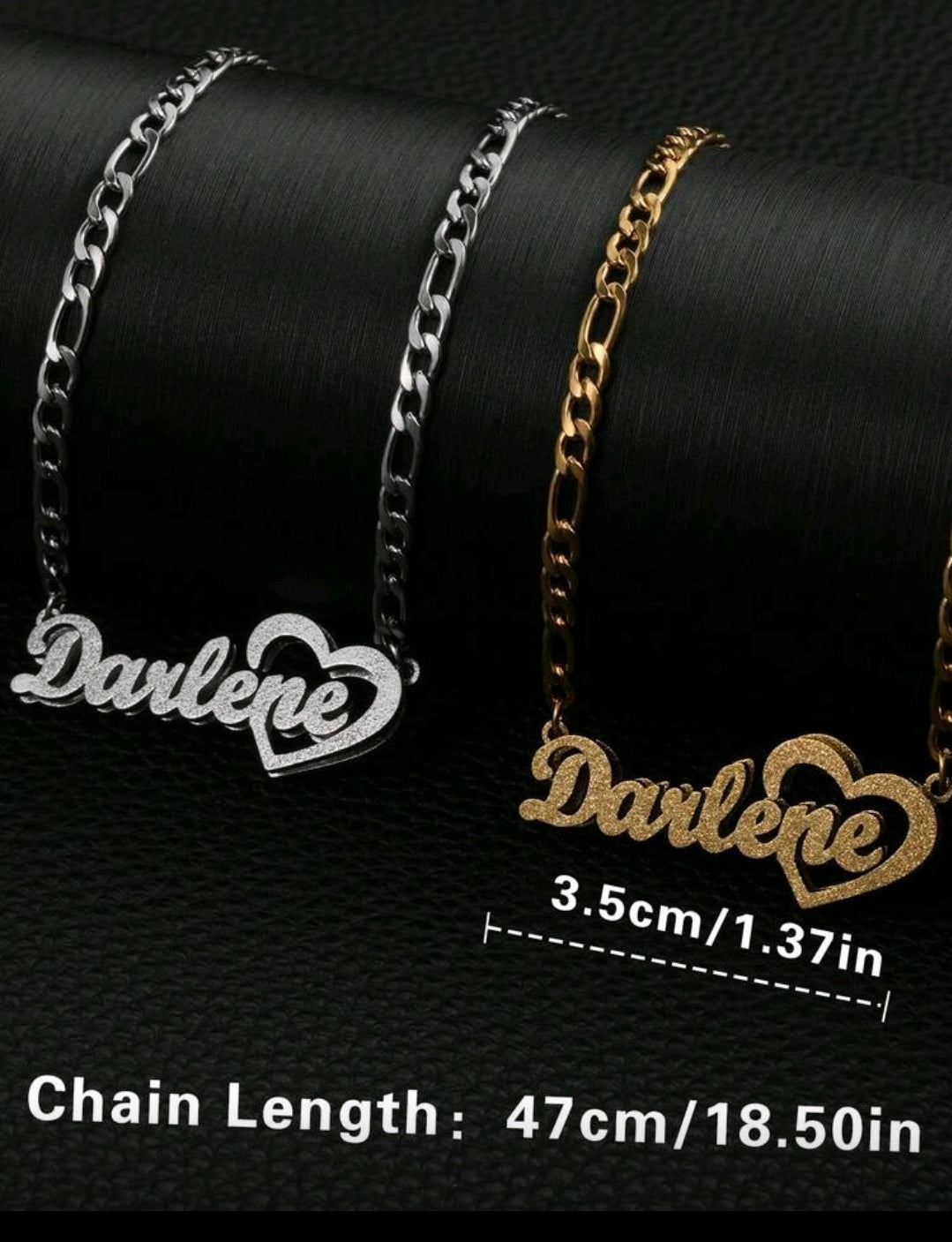 Double layer frosted,heart Name Necklace