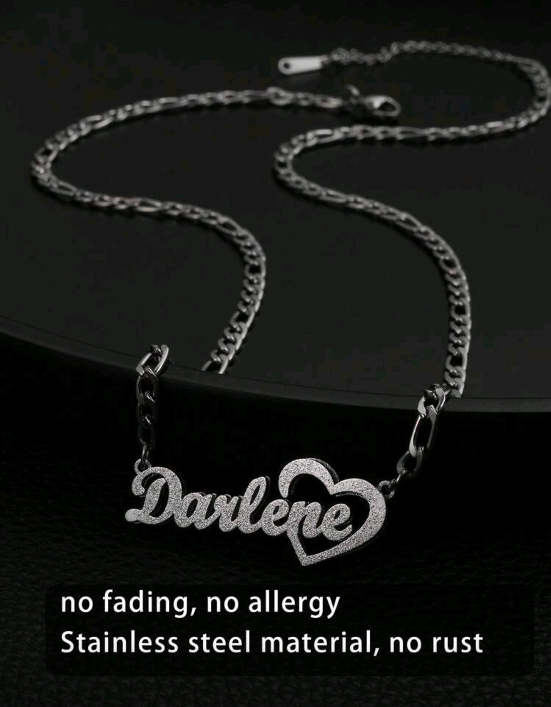 Double layer frosted,heart Name Necklace