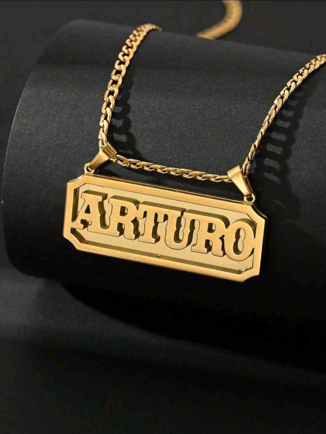 18k Gold-Plated Stainless, Nameplate Necklaces.