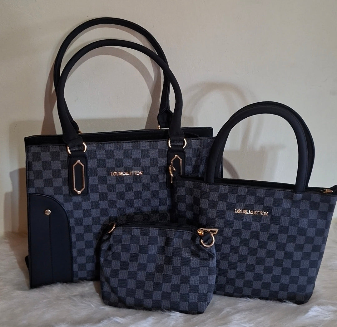 Louis Vuitton, 3 piece hand bags. Whatsapp 476-1357 to order.