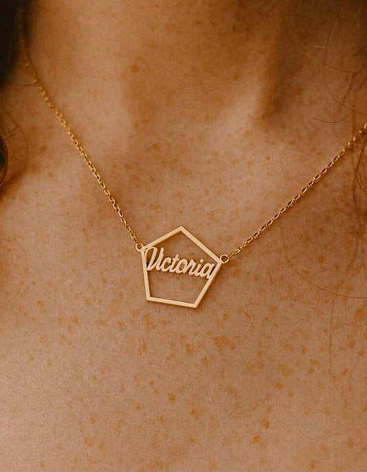 Geometric name necklaces