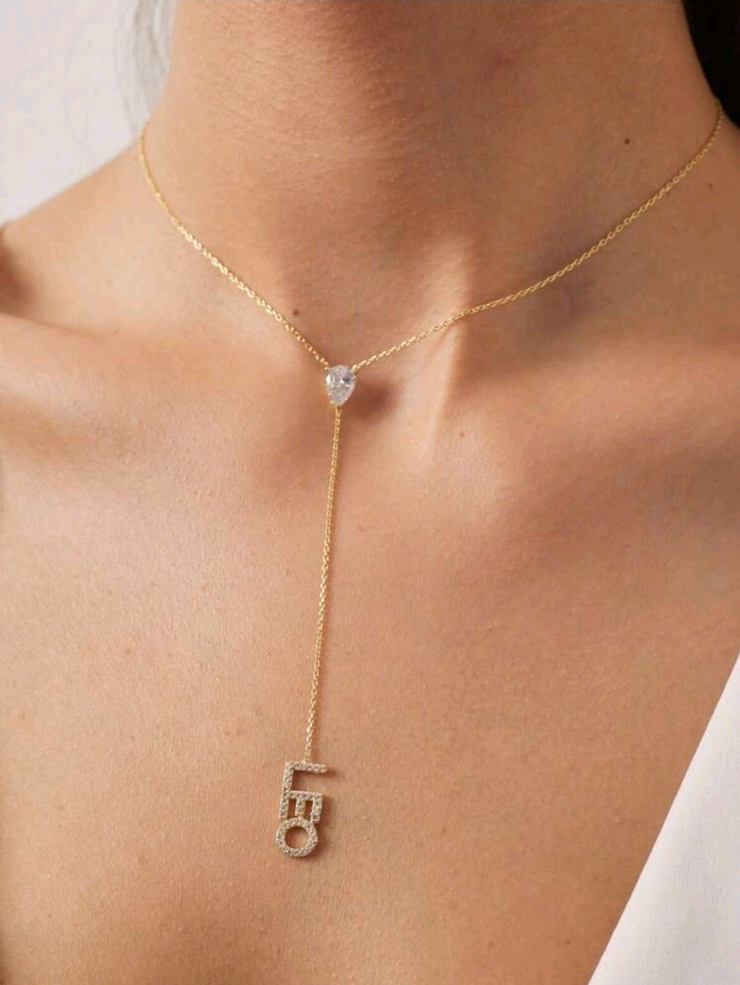 18k gold plated Stainless steel. Dainty Pave Name Lariat Necklace: Vertical Necklace, Y-Shaped Chain, Zirconia Lettering, Personalized Custom Jewelry Necklace.