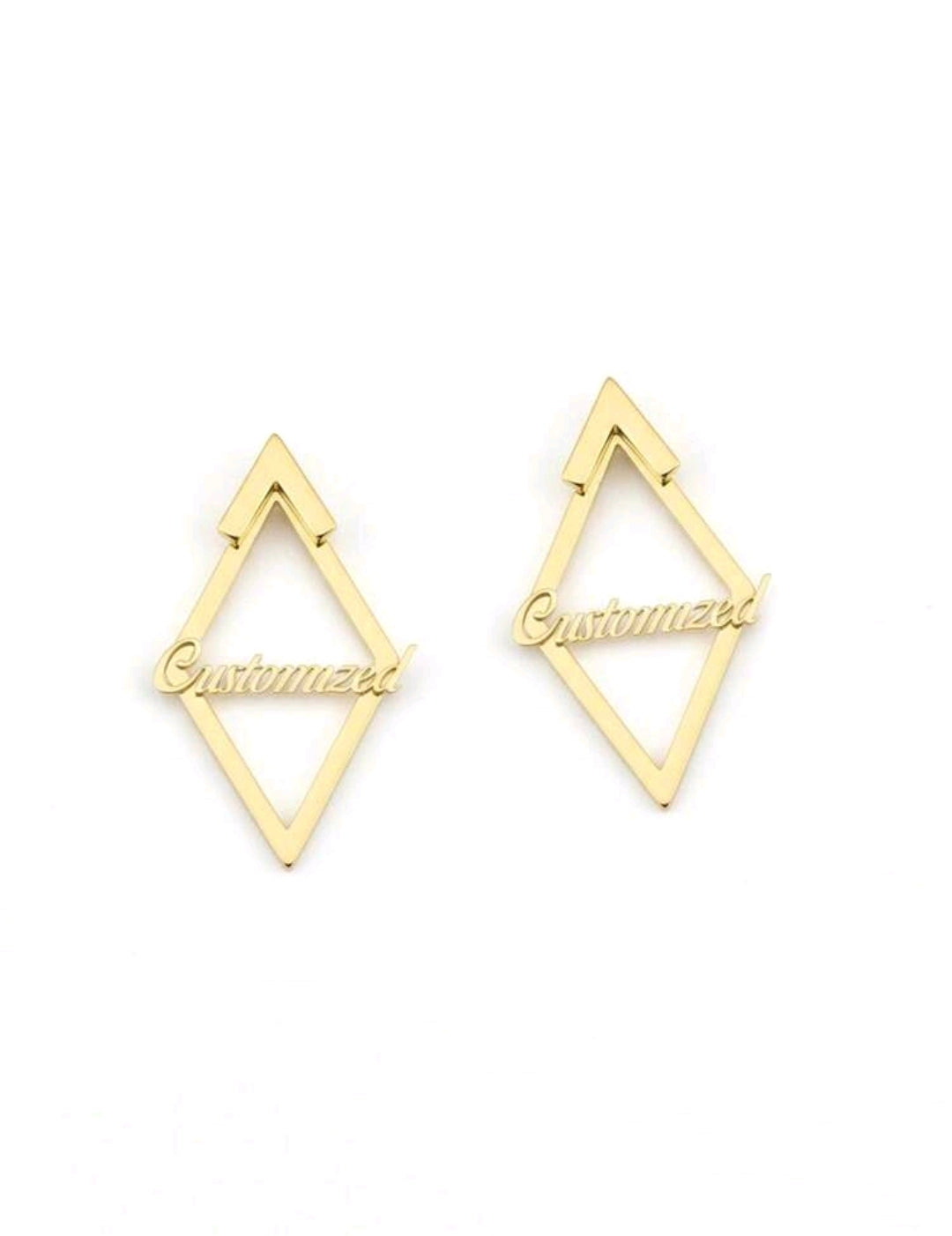 Abstract design name earrings. 18k Gold-Plated Stainless Steel.
