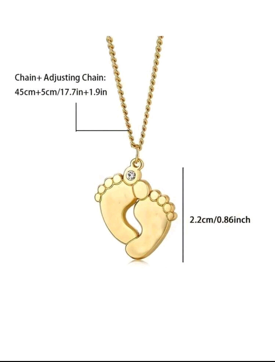 Cubic zirconia foot Name engraved pendant