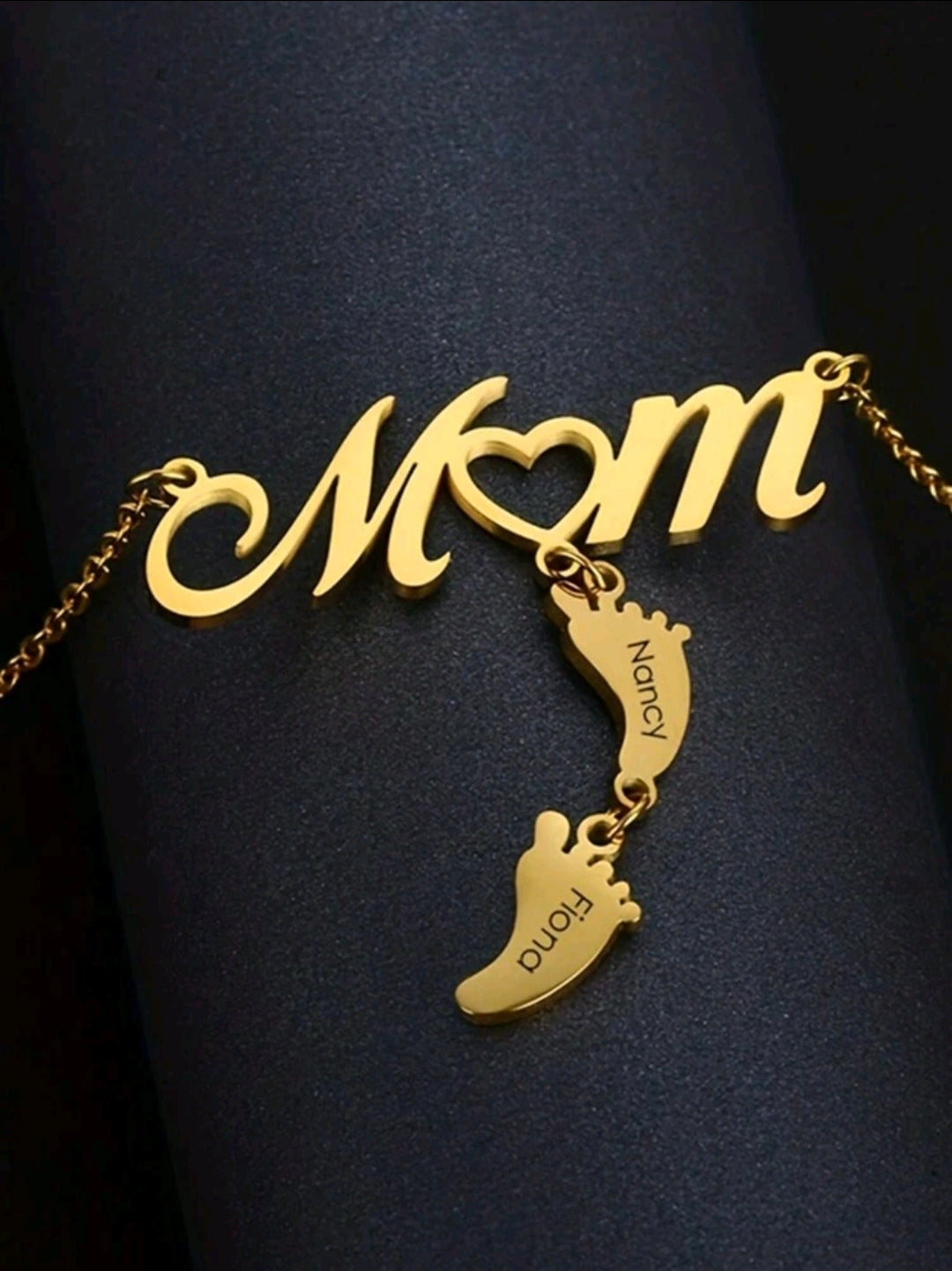Heart/Feet Shaped charm Pendant Necklace. Stainless steel.
